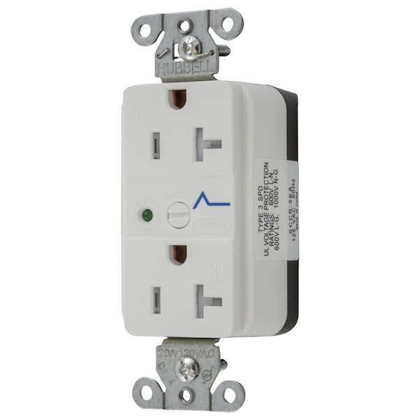 Hubbell Wiring Device-Kellems Straight Blade Receptacle, 5-20R, 20 A, 125V AC, 2 Pole, 3 Wire, Grounded SNAP5362WS - main